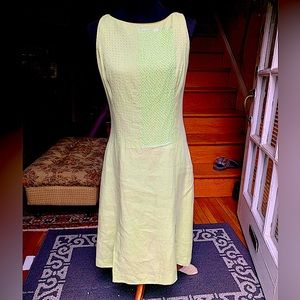 Vintage Kay Unger Beaded Linen Green Dress 12